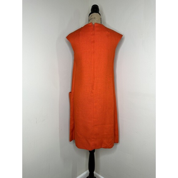 60s Vtg Mr Mort by Stan Herman Mod Shift Dress Sz 9 Tomato Red Orange Deadstock - Picture 2 of 16